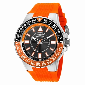 Invicta Men's Watch - Aviator Compass Black and Orange Dial Silicone Strap | 19268 Luxury Quartz Watch Quartz Watch Sale