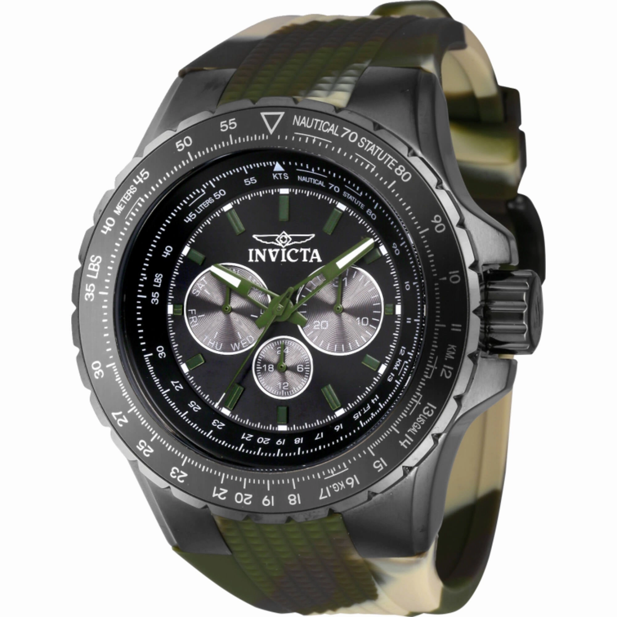 Invicta Men's Watch - Aviator Quartz Chrono Gunmetal and Green Dial Strap | 39307 Luxury Quartz Watch Quartz Watch Sale