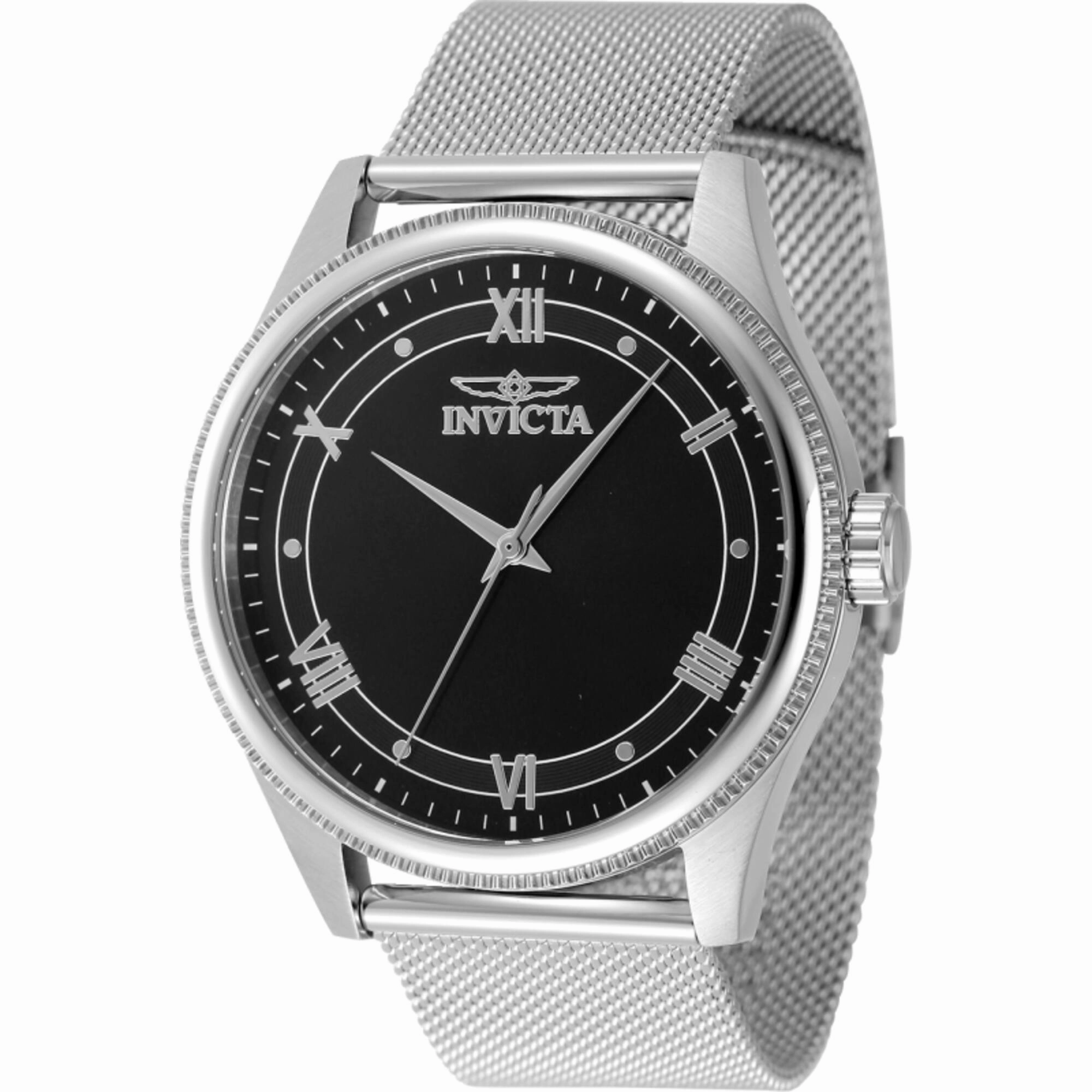 Invicta Men's Watch - Celestial Quartz Black Dial Silver Tone Mesh Bracelet | 48479 