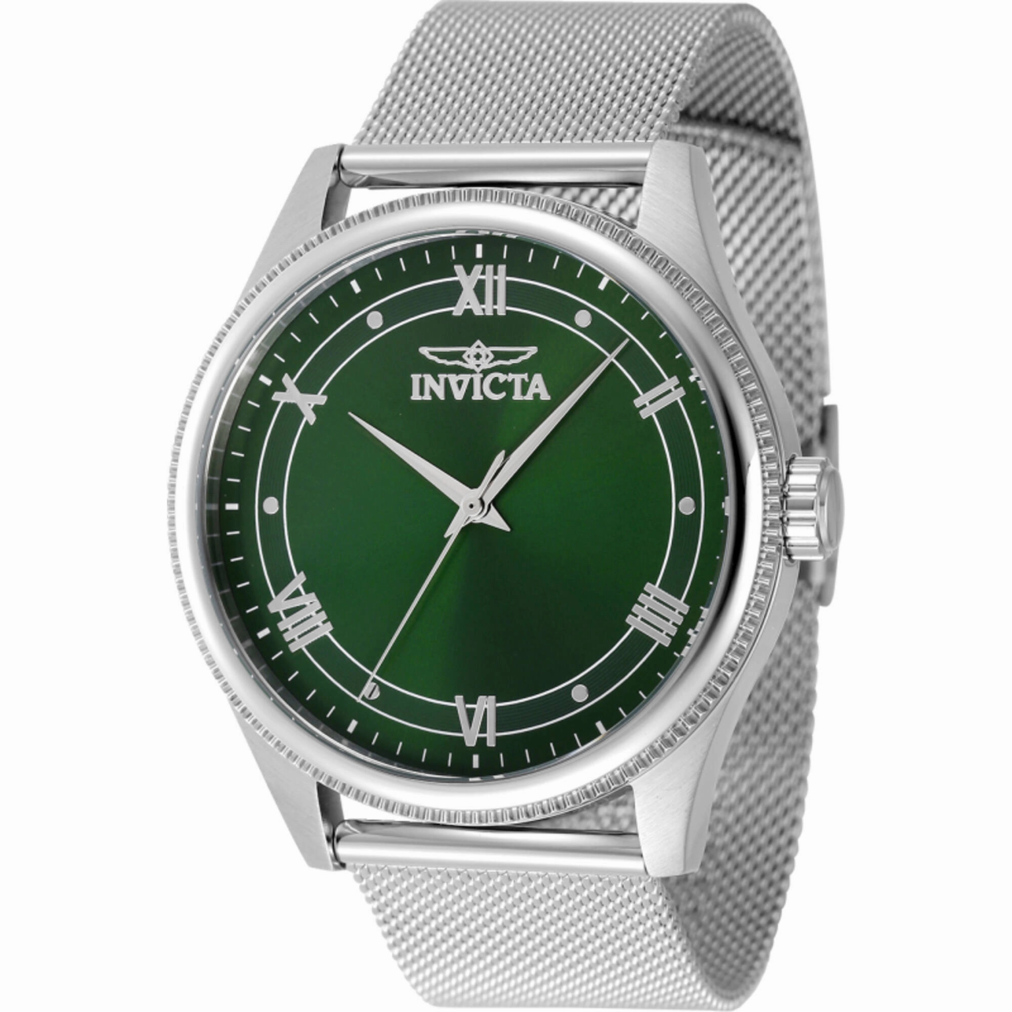 Invicta Men's Watch - Celestial Quartz Green Dial Silver Tone Mesh Bracelet | 48482 Luxury Quartz Watch Quartz Watch Sale