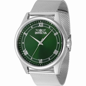 Invicta Men's Watch - Celestial Quartz Green Dial Silver Tone Mesh Bracelet | 48482 Luxury Quartz Watch Quartz Watch Sale