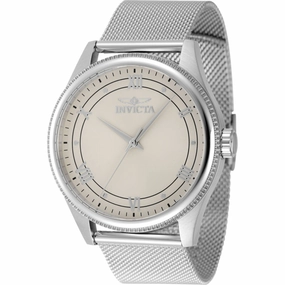 Invicta Men's Watch - Celestial Quartz Ivory Dial Silver Tone Mesh Bracelet | 48480 Luxury Quartz Watch Quartz Watch Sale
