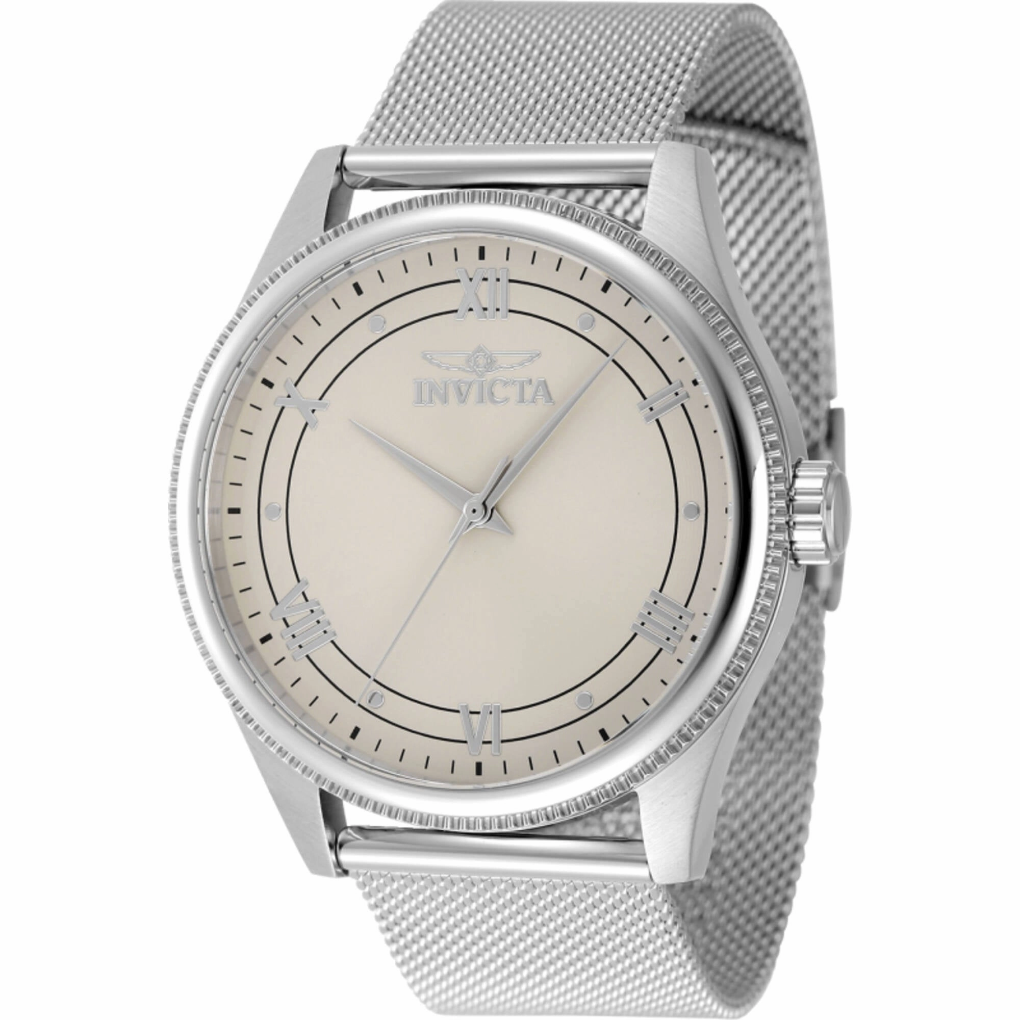 Invicta Men's Watch - Celestial Quartz Ivory Dial Silver Tone Mesh Bracelet | 48480 