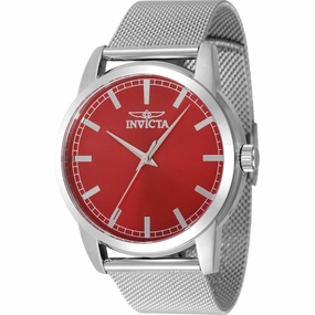 Invicta Men's Watch - Celestial Quartz Red Dial Silver Tone Mesh Bracelet | 48509 Luxury Quartz Watch Quartz Watch Sale