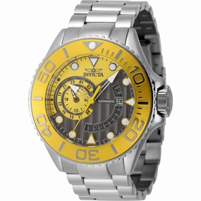 Invicta Men's Watch - Grand Diver Automatic Gunmetal and Yellow Dial Steel | 48243,automatic watch,automatic watches for men,automatic watches for women,luxury automatic watch,minimalist automatic watch,dress automatic watch,vintage automatic watch,automa