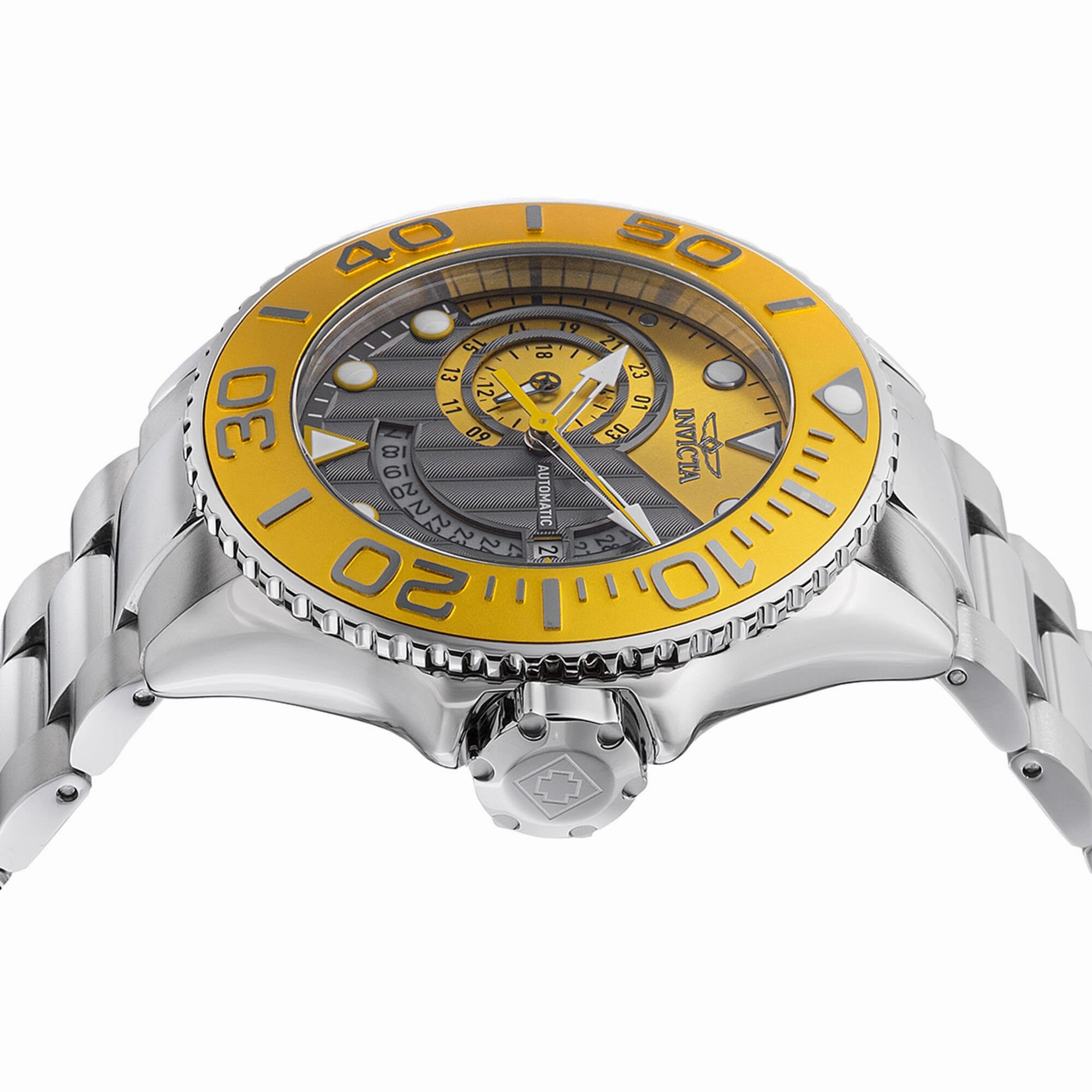 Invicta Men's Watch - Grand Diver Automatic Gunmetal and Yellow Dial Steel | 48243