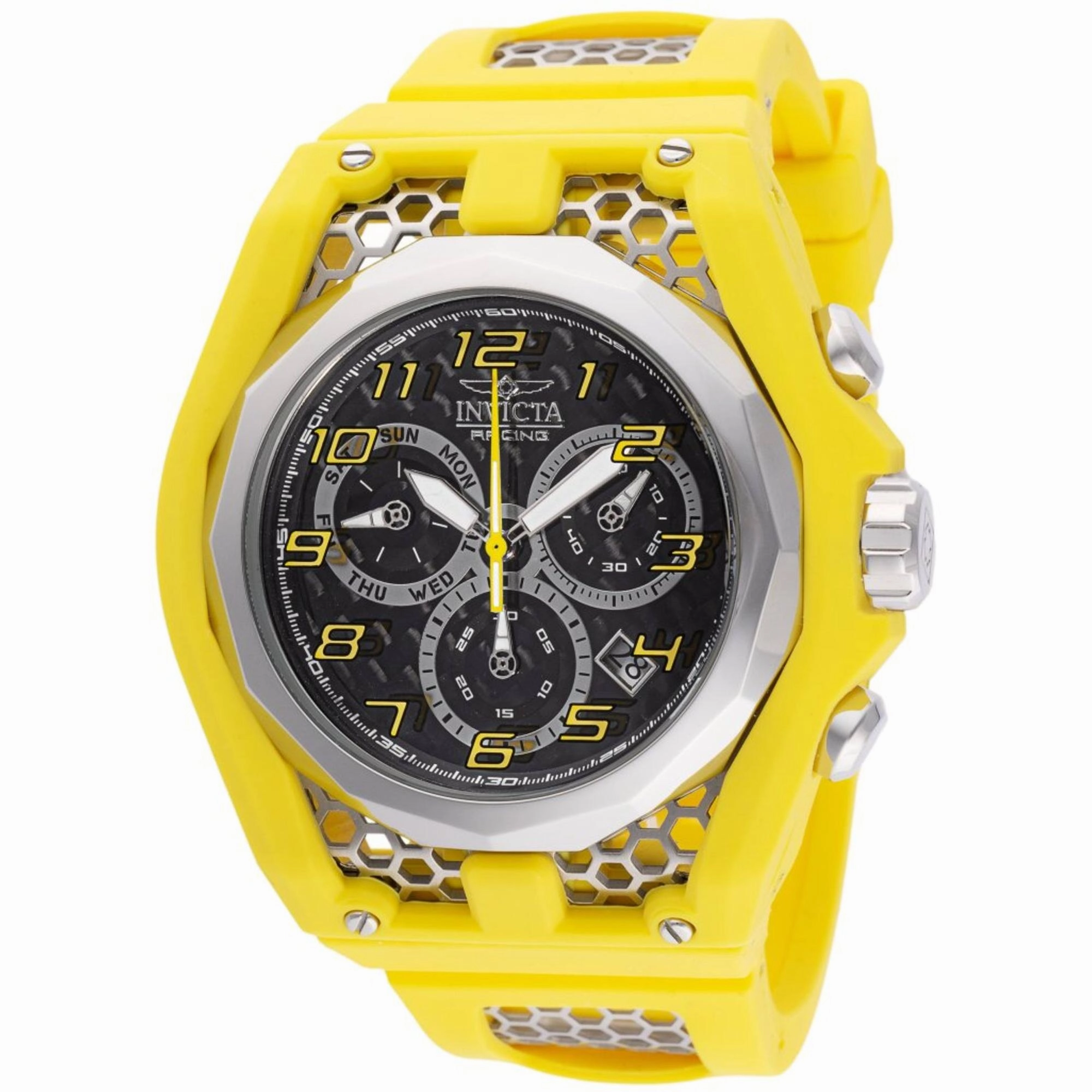 Invicta Men's Watch - Invicta Racing Chronograph Yellow, Silver Tone Strap | 47206 men's watches best men's watches under $500 affordable men's watches men watches classic
