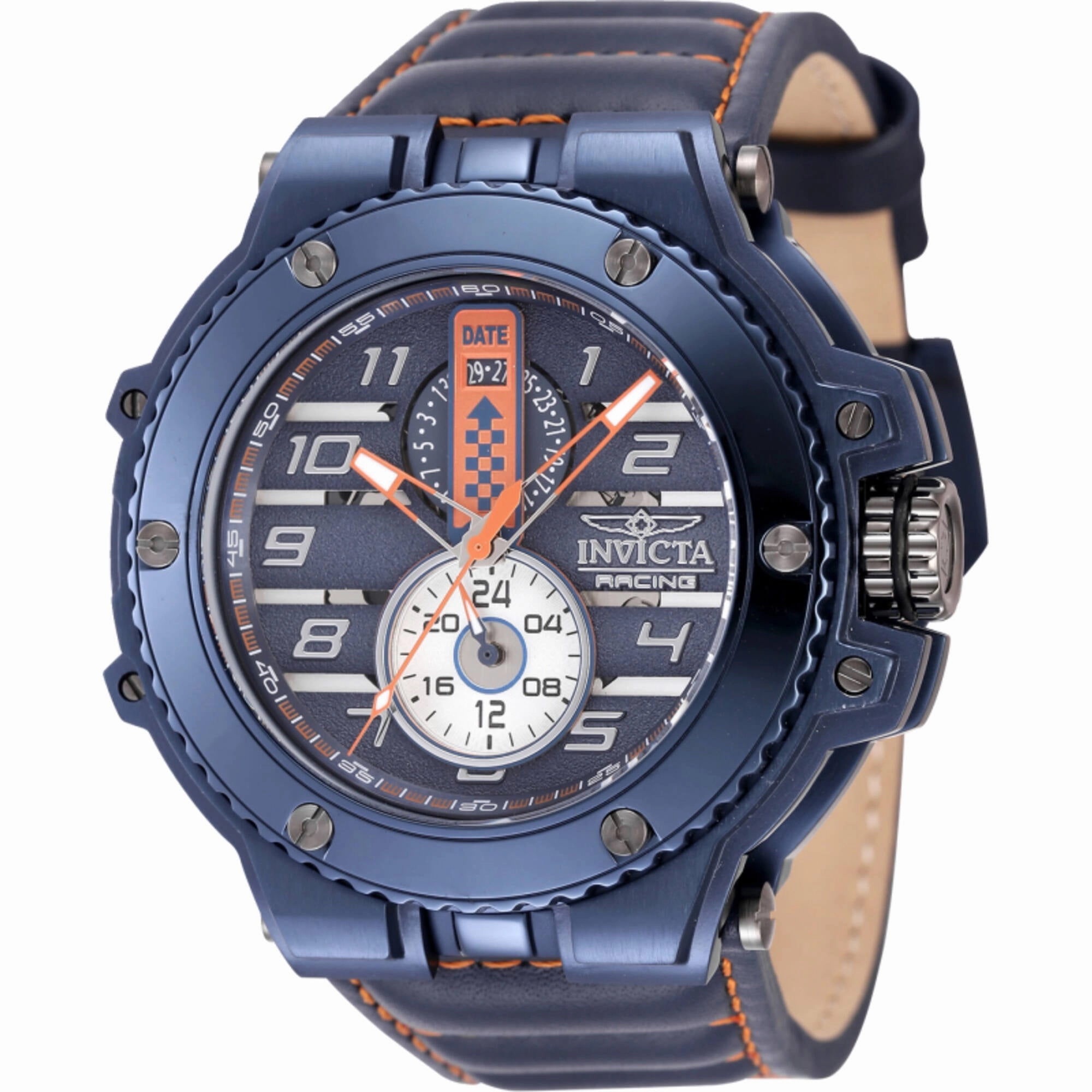 Invicta Men's Watch - Invicta Racing Downforce Dark Blue Case Leather Strap | 47382 