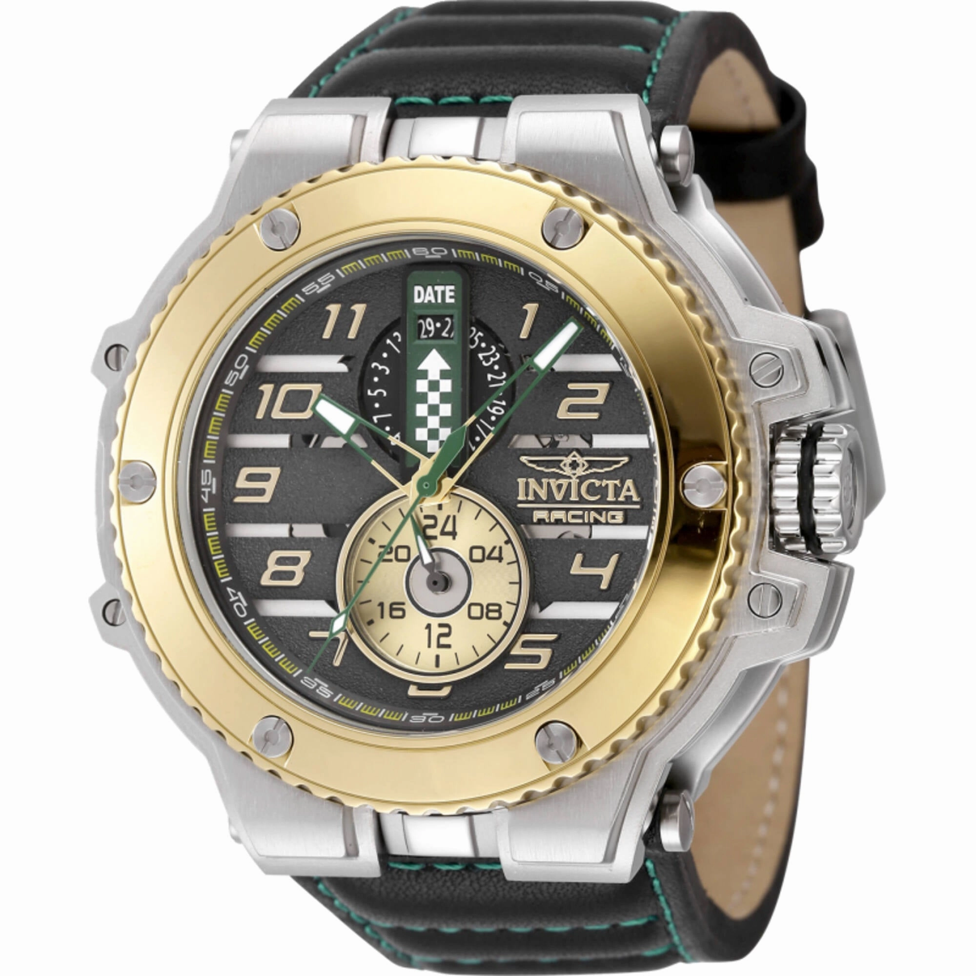 Invicta Men's Watch - Invicta Racing Downforce Quartz Black Leather Strap | 47380 men's watches best men's watches under $500 affordable men's watches men watches classic