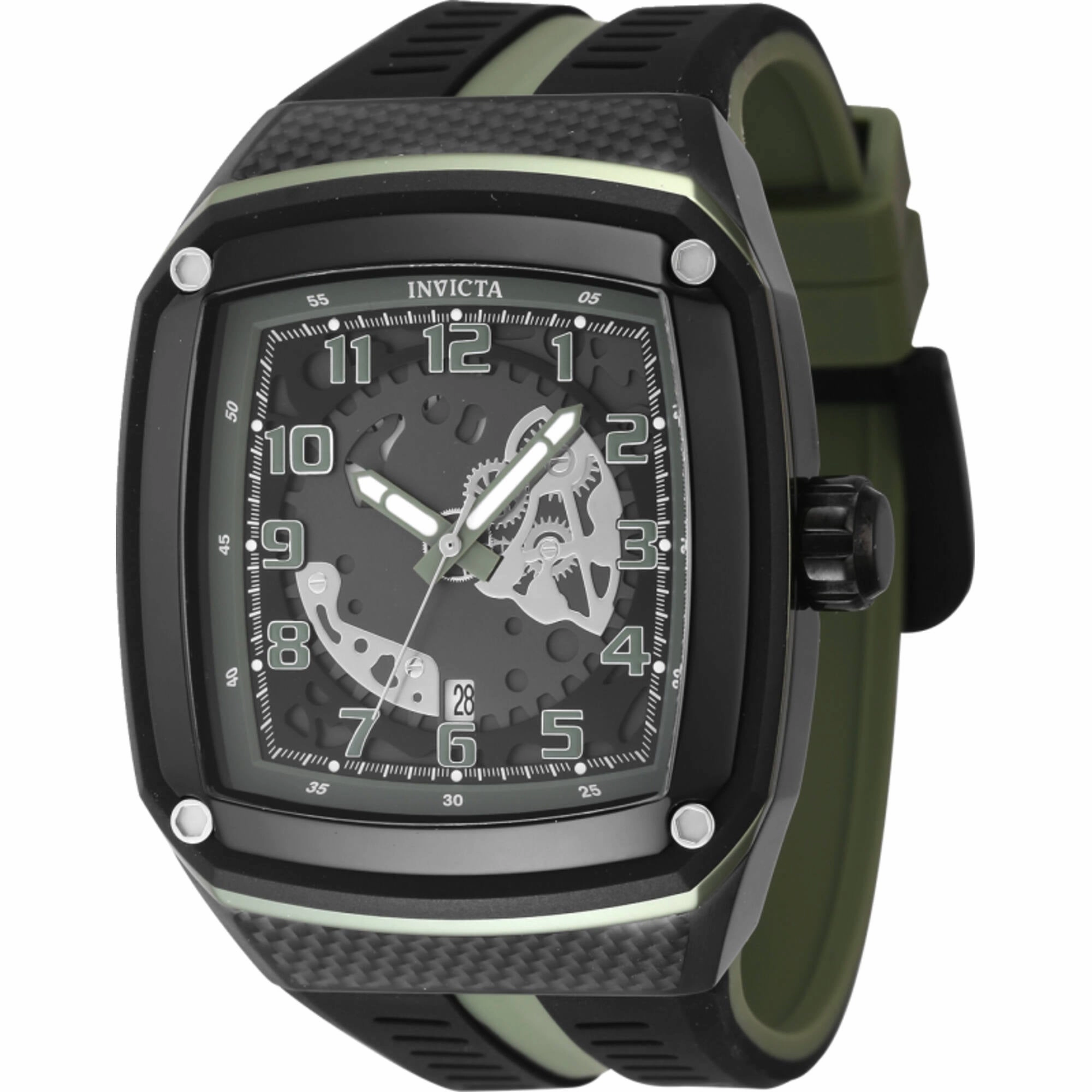Invicta Men's Watch - Invicta Racing Gunmetal and Green Dial Silicone Strap | 48067 men's watches best men's watches under $500 affordable men's watches men watches classic