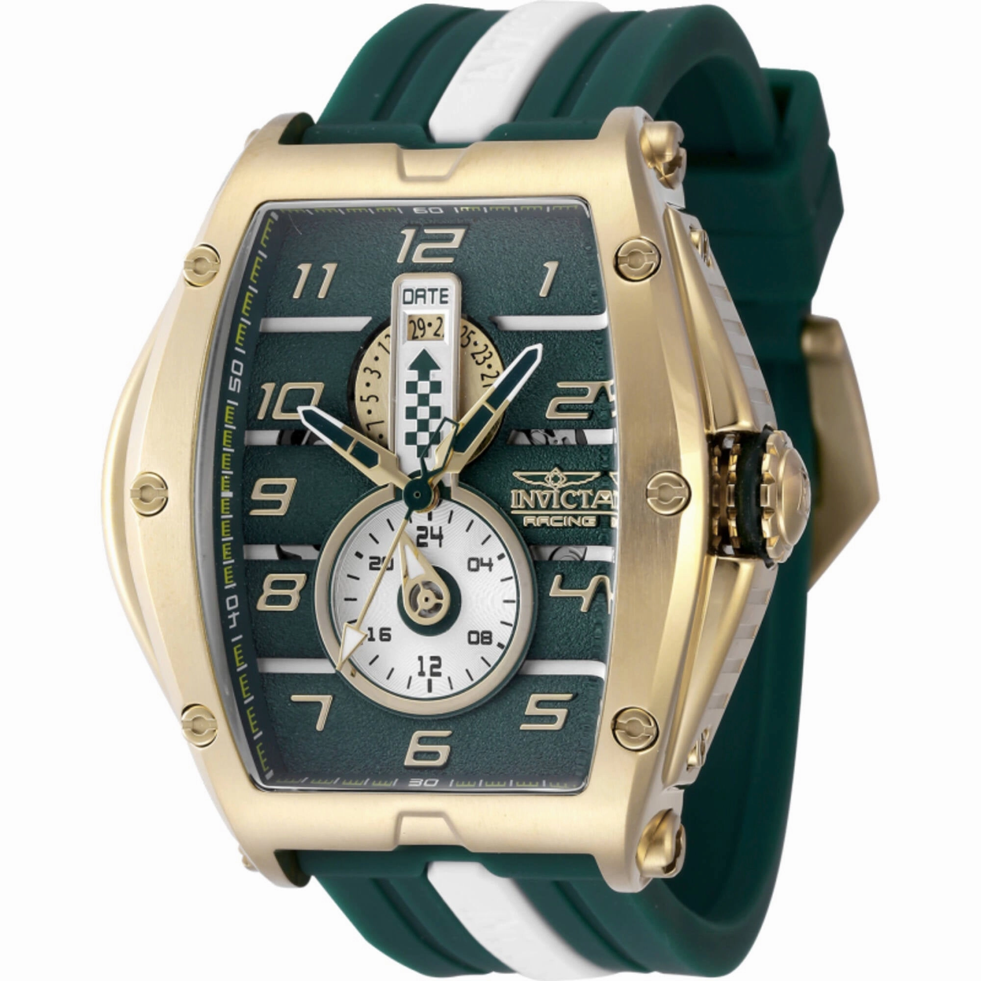 Invicta Men's Watch - Invicta Racing Yellow Gold Case Green and White Strap | 47387 