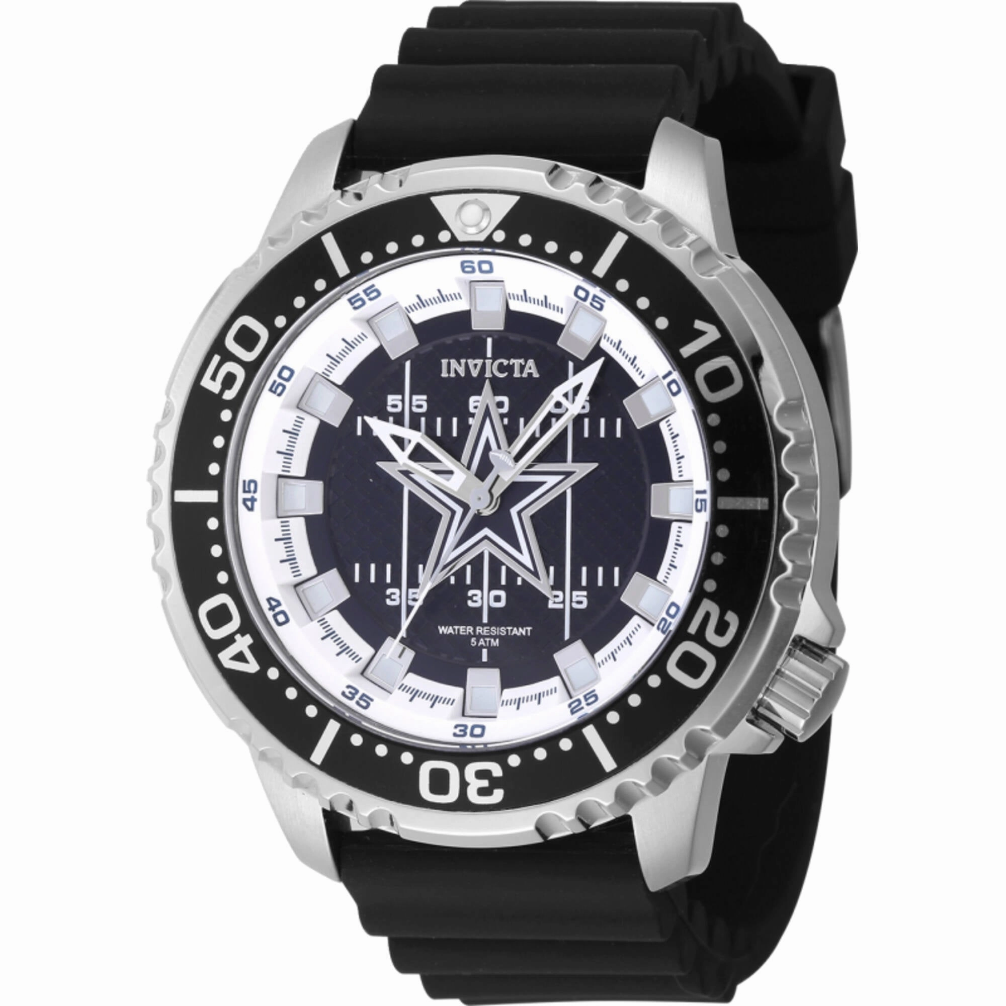 Invicta Men's Watch - NFL Dallas Cowboys Blue Dial Black Silicone Strap | 48099 