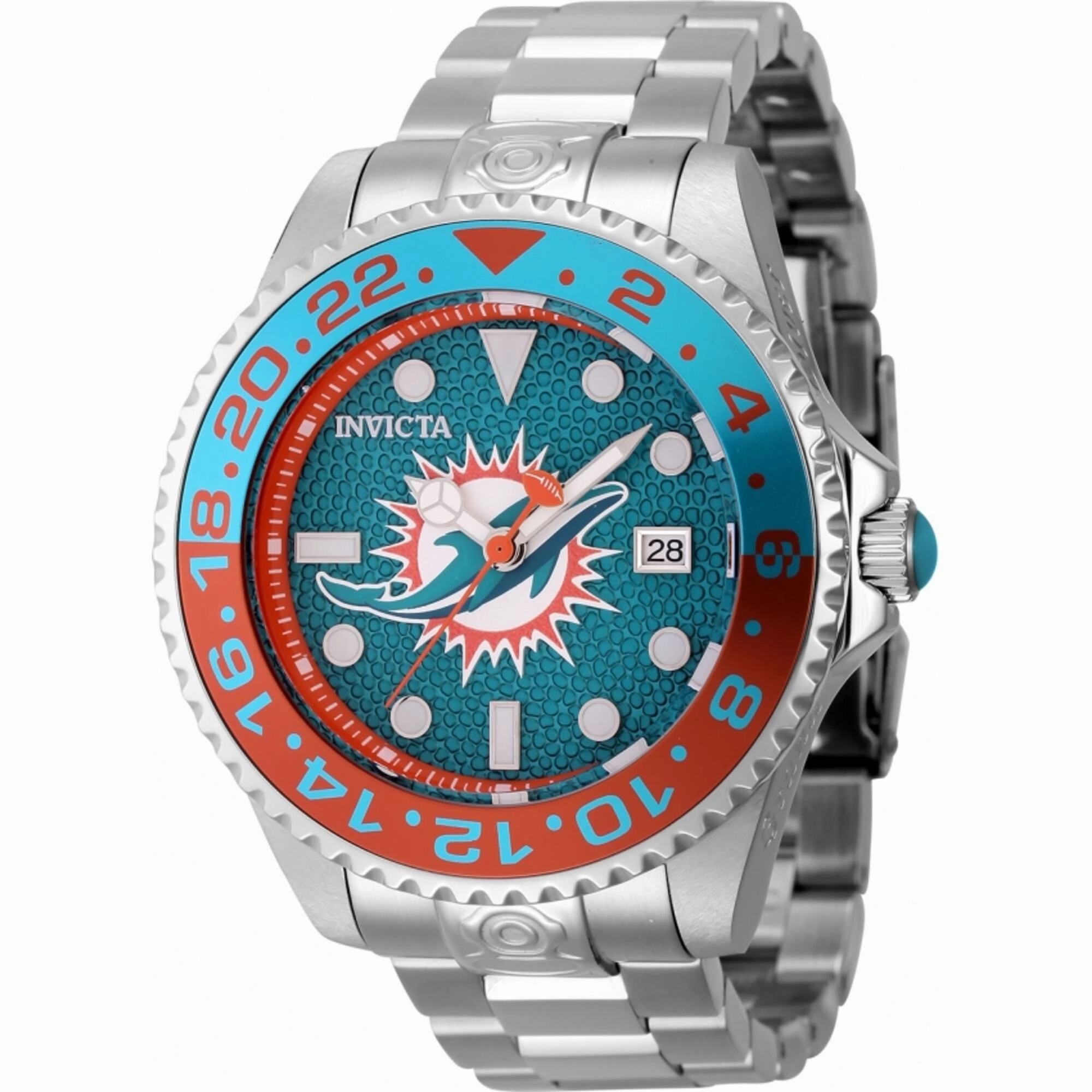 Invicta Men's Watch - NFL Miami Dolphins Green and Orange Dial Bracelet | 45029,automatic watch,automatic watches for men,automatic watches for women,luxury automatic watch,minimalist automatic watch,dress automatic watch,vintage automatic watch,automatic