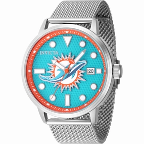 Invicta Men's Watch - NFL Miami Dolphins Light Blue Dial Steel Mesh Bracelet | 47972 