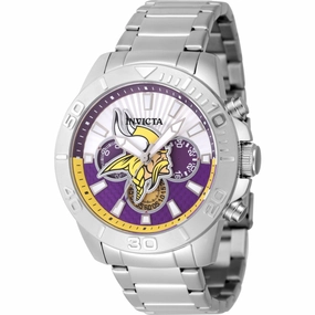 Invicta Men's Watch - NFL Minnesota Vikings Quartz Chrono Silver Tone Bracelet | 47954 men's watches best men's watches under $500 affordable men's watches men watches classic