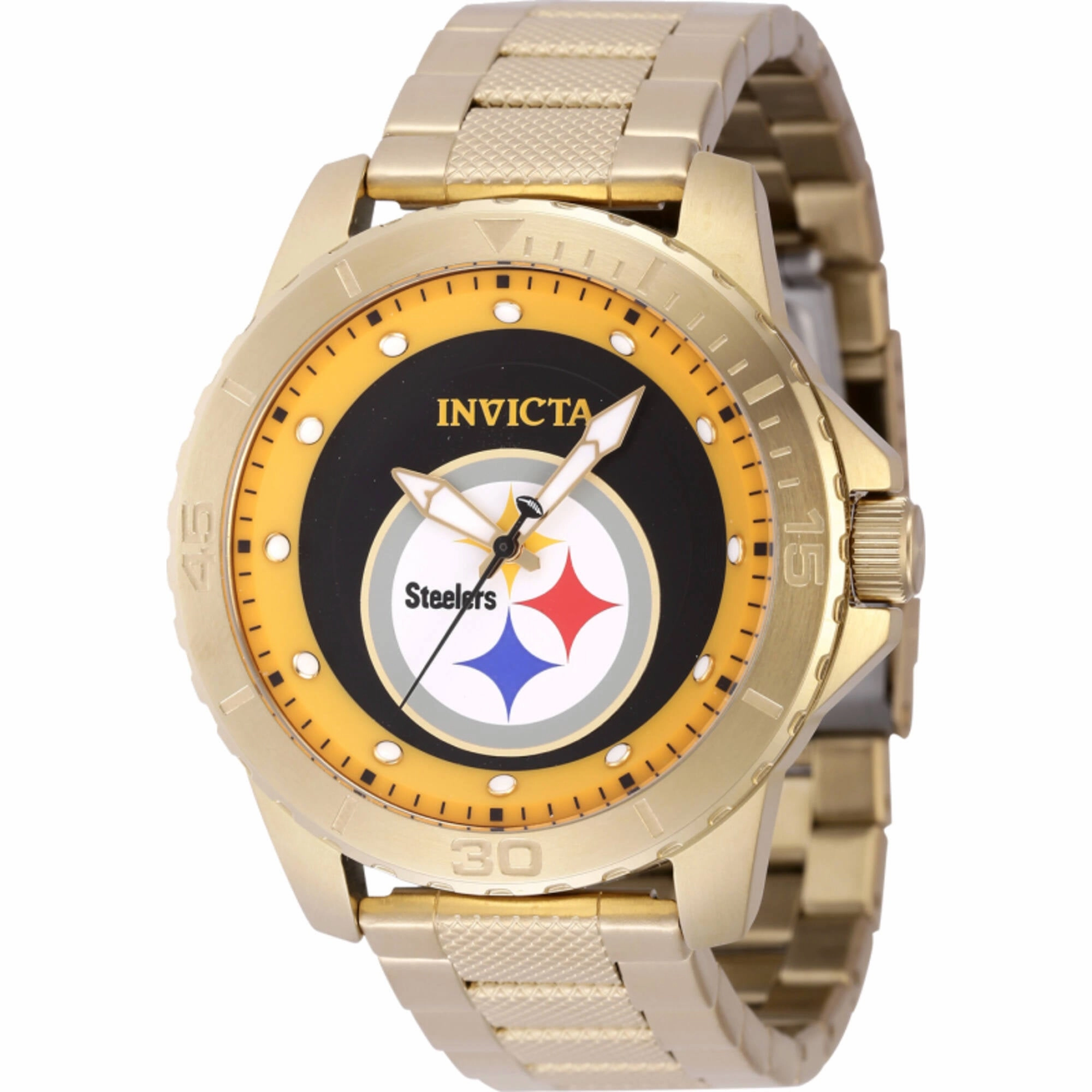 Invicta Men's Watch - NFL Pittsburgh Steelers Quartz Yellow Gold Bracelet | 48092 men's watches best men's watches under $500 affordable men's watches men watches classic
