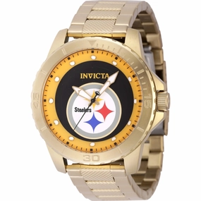 Invicta Men's Watch - NFL Pittsburgh Steelers Quartz Yellow Gold Bracelet | 48092 men's watches best men's watches under $500 affordable men's watches men watches classic
