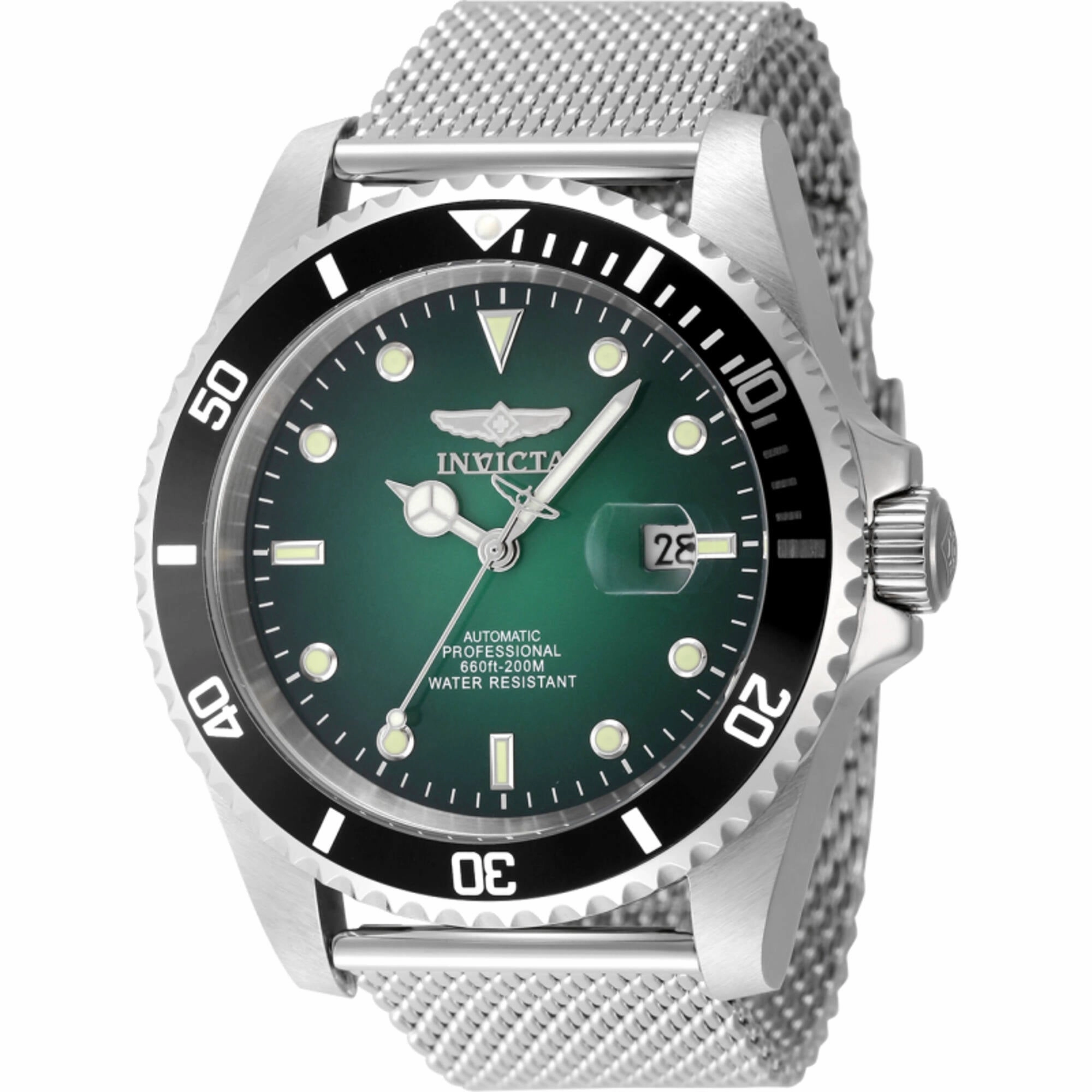 Invicta Men's Watch - Pro Diver Automatic Green Dial Silver Tone Mesh Bracelet | 48630,automatic watch,automatic watches for men,automatic watches for women,luxury automatic watch,minimalist automatic watch,dress automatic watch,vintage automatic watch,au