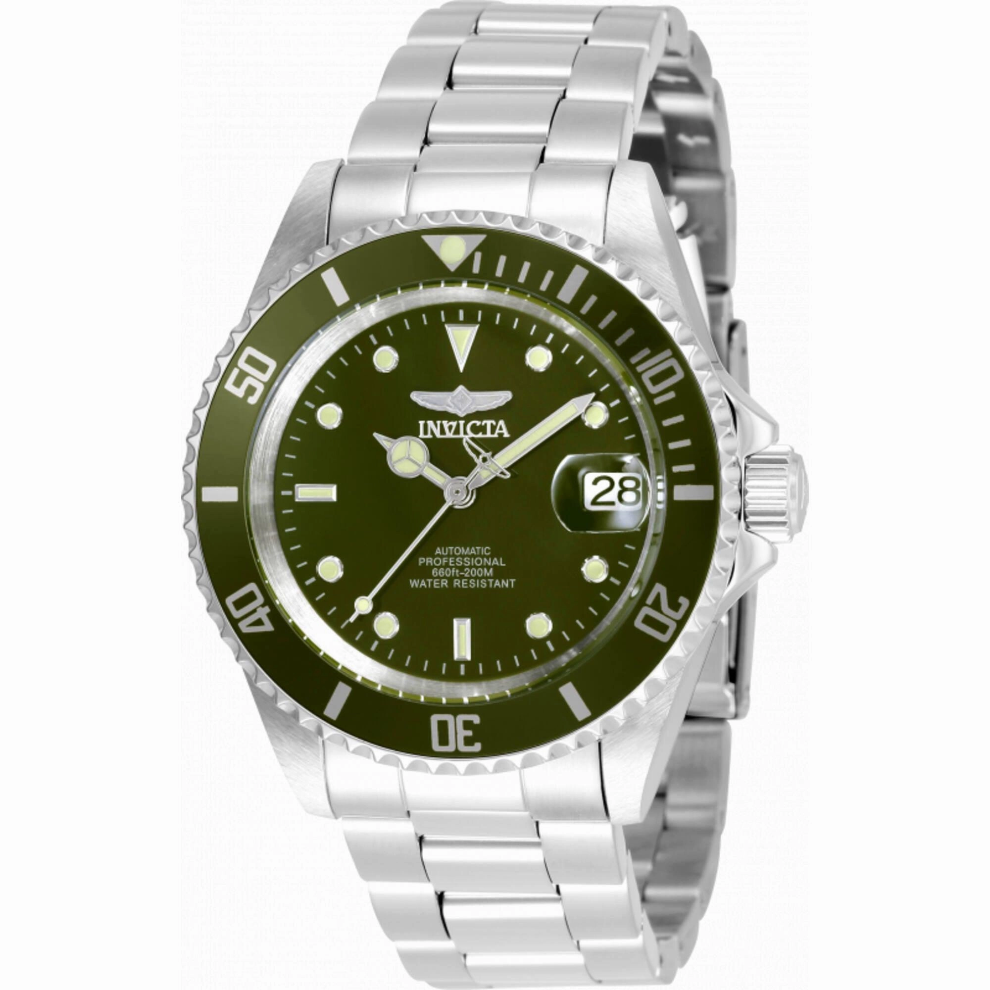 Invicta Men's Watch - Pro Diver Automatic Military Green Dial Silver Steel | 35690,automatic watch,automatic watches for men,automatic watches for women,luxury automatic watch,minimalist automatic watch,dress automatic watch,vintage automatic watch,automa