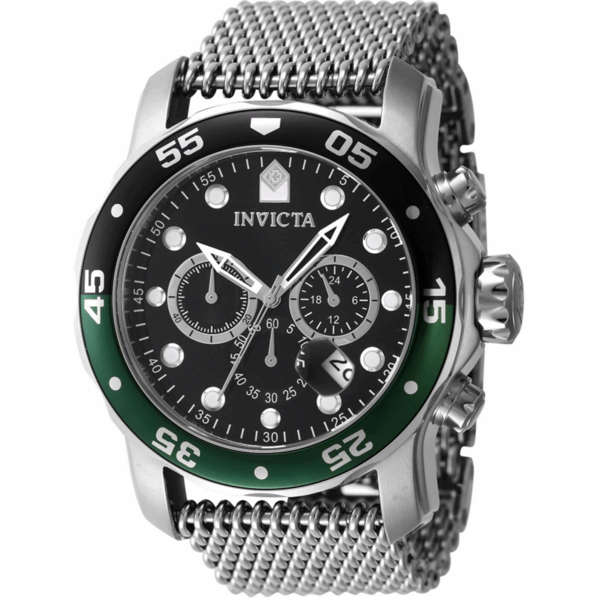Invicta Men's Watch - Pro Diver Black and Green Rotating Bezel Mesh Bracelet | 47631 Luxury Quartz Watch Quartz Watch Sale