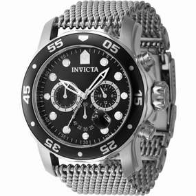 Invicta Men's Watch - Pro Diver Chronograph Black Dial Silver Steel Bracelet | 47236 Luxury Quartz Watch Quartz Watch Sale