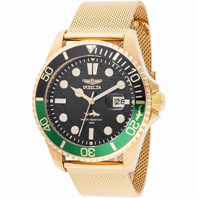 Invicta Men's Watch - Pro Diver Green, Black, Gold Tone Bezel Mesh Bracelet | 47179 Luxury Quartz Watch Quartz Watch Sale