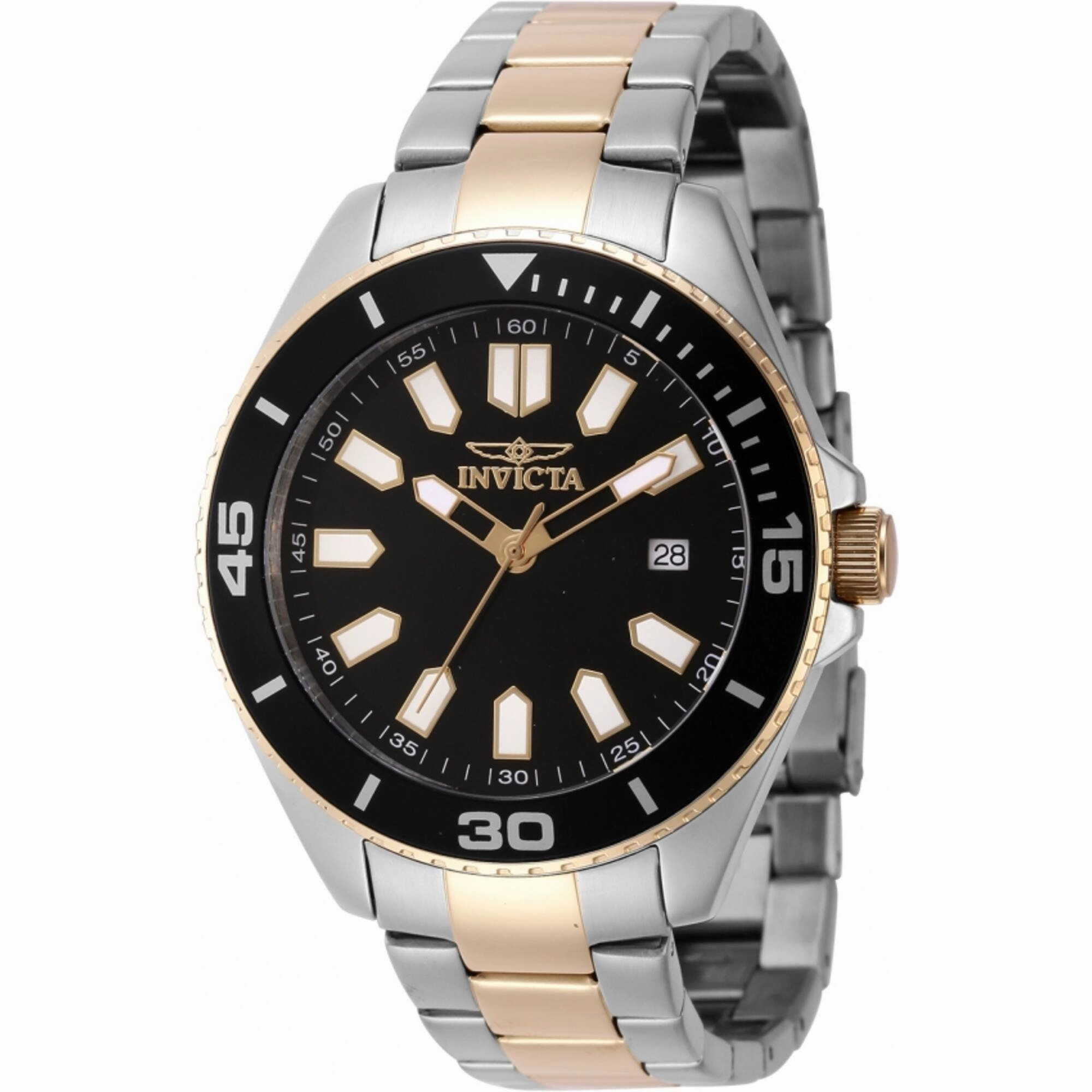 Invicta Men's Watch - Pro Diver Quartz Black Brass Dial Two Tone Bracelet | 46319 men's watches best men's watches under $500 affordable men's watches men watches classic