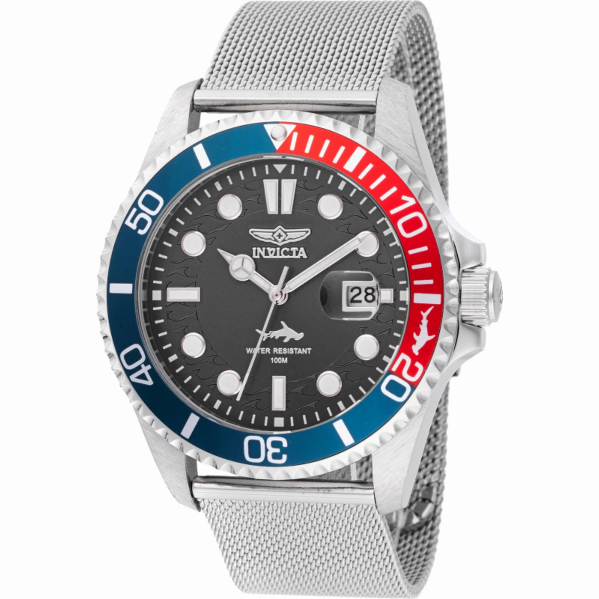 Invicta Men's Watch - Pro Diver Quartz Black Dial Silver Mesh Bracelet Date | 47176 men's watches best men's watches under $500 affordable men's watches men watches classic