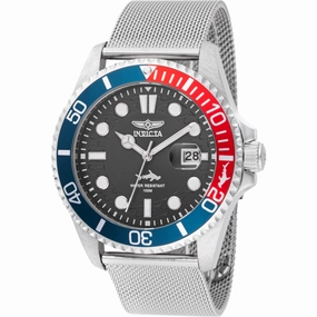 Invicta Men's Watch - Pro Diver Quartz Black Dial Silver Mesh Bracelet Date | 47176 men's watches best men's watches under $500 affordable men's watches men watches classic