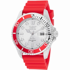 Invicta Men's Watch - Pro Diver Quartz Silver Tone Dial Red Silicone Strap | 47167 Luxury Quartz Watch Quartz Watch Sale