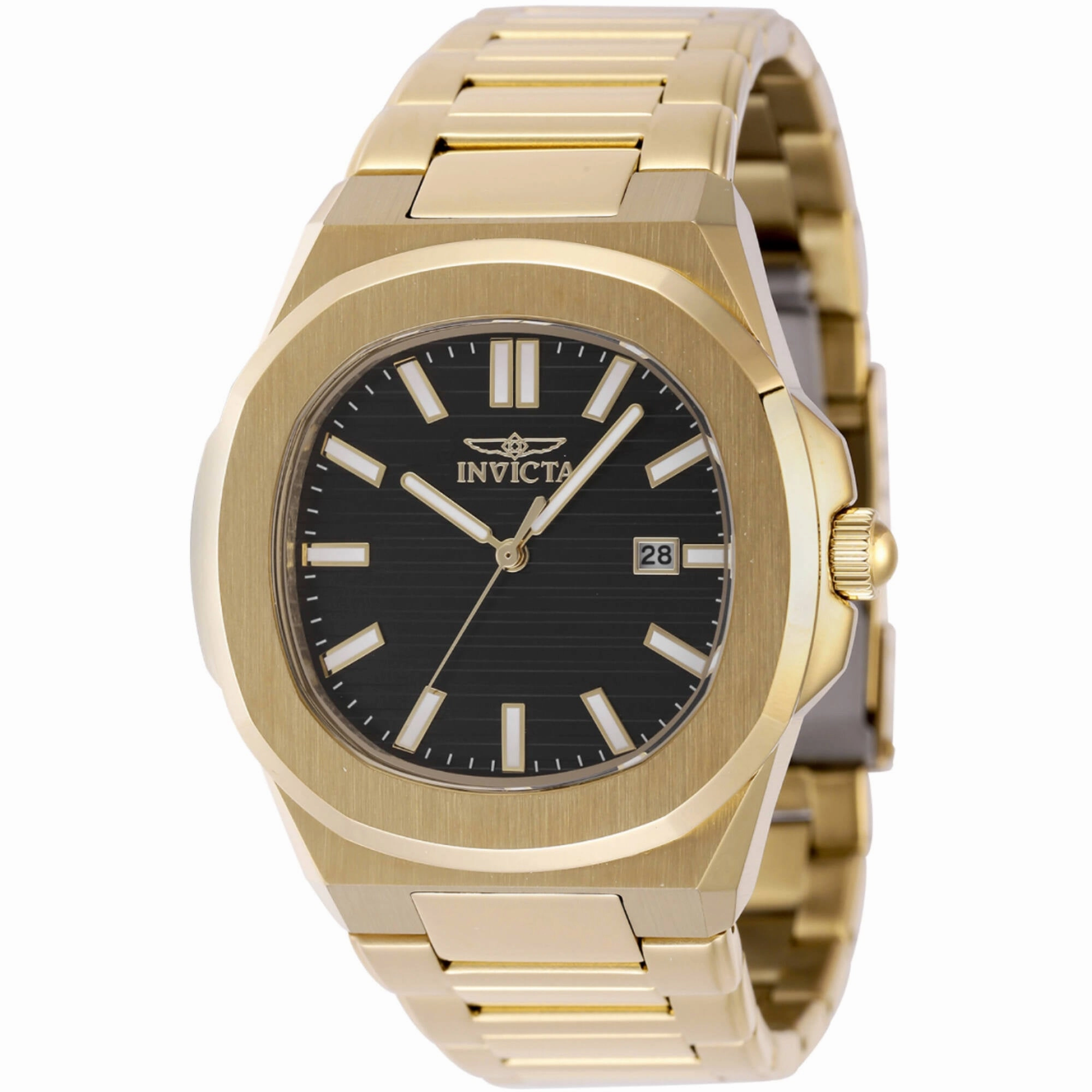 Invicta Men's Watch - Speedway Quartz Black Dial Yellow Gold Bracelet | 48516 men's watches best men's watches under $500 affordable men's watches men watches classic
