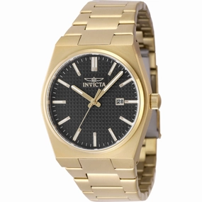 Invicta Men's Watch - Speedway Quartz Black Dial Yellow Gold Steel Bracelet | 48395 