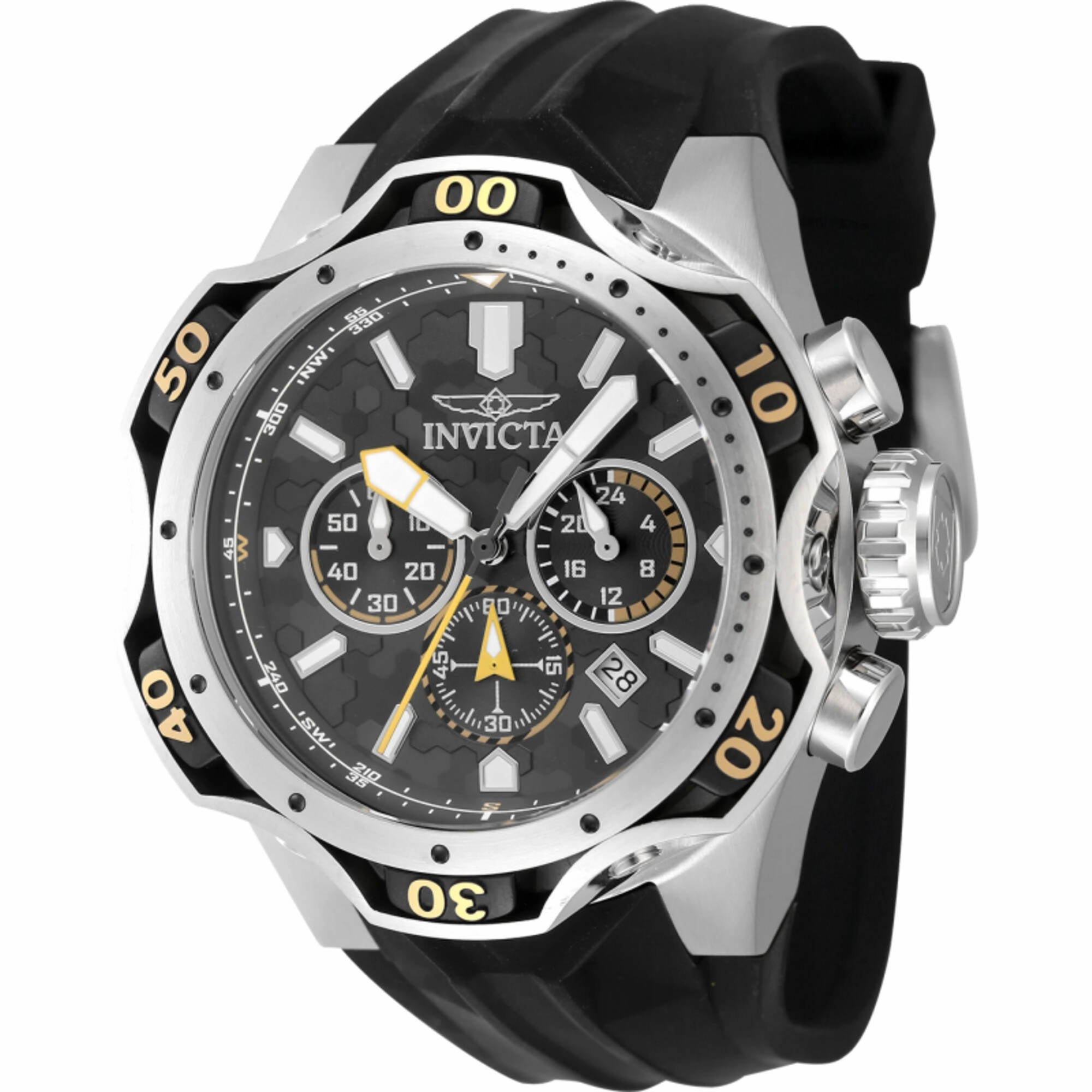 Invicta Men's Watch - Venom Chronograph Grey and Black Dial Silicone Strap | 47760 Luxury Quartz Watch Quartz Watch Sale