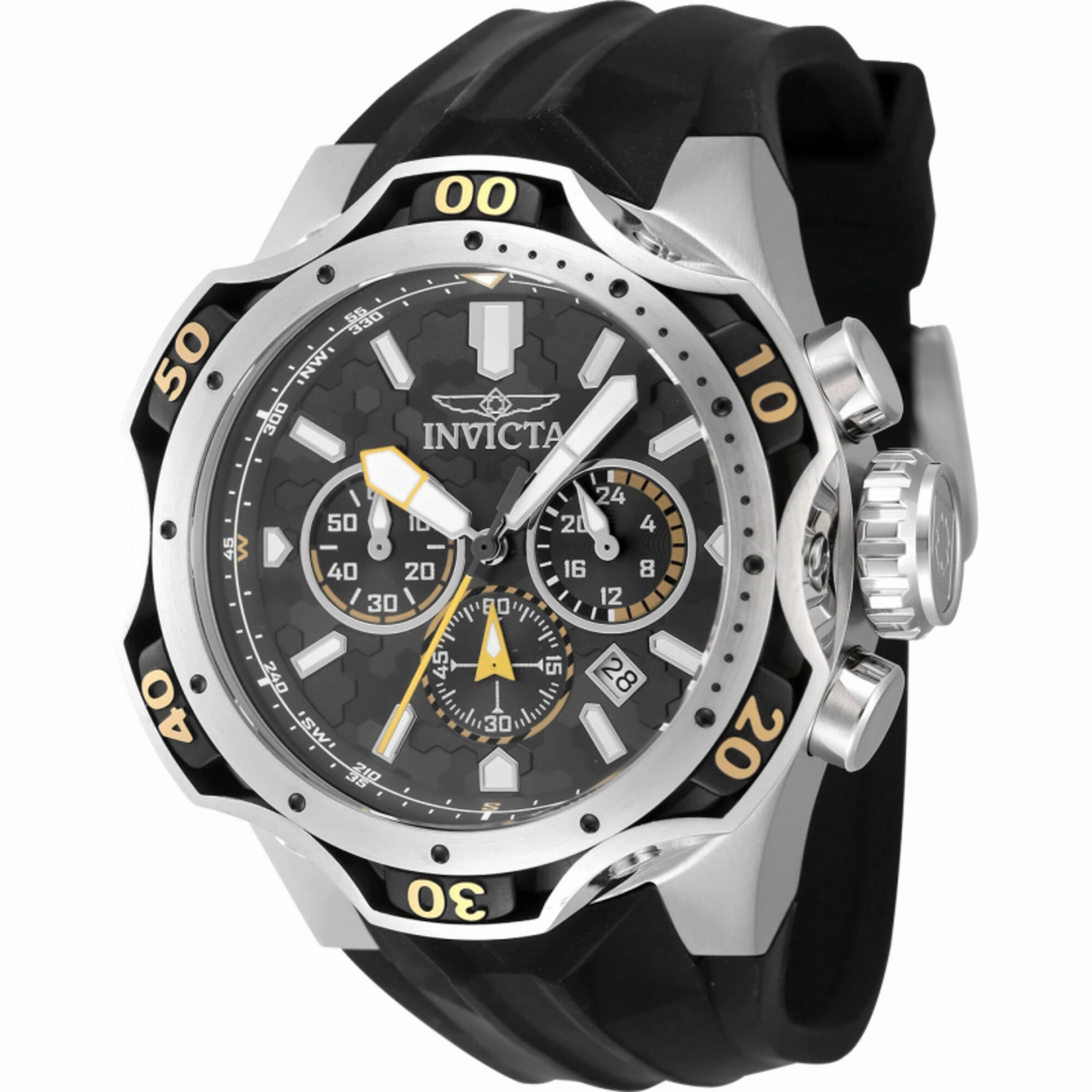 Invicta Men's Watch - Venom Chronograph Grey and Black Dial Silicone Strap | 47760 men's watches best men's watches under $500 affordable men's watches men watches classic