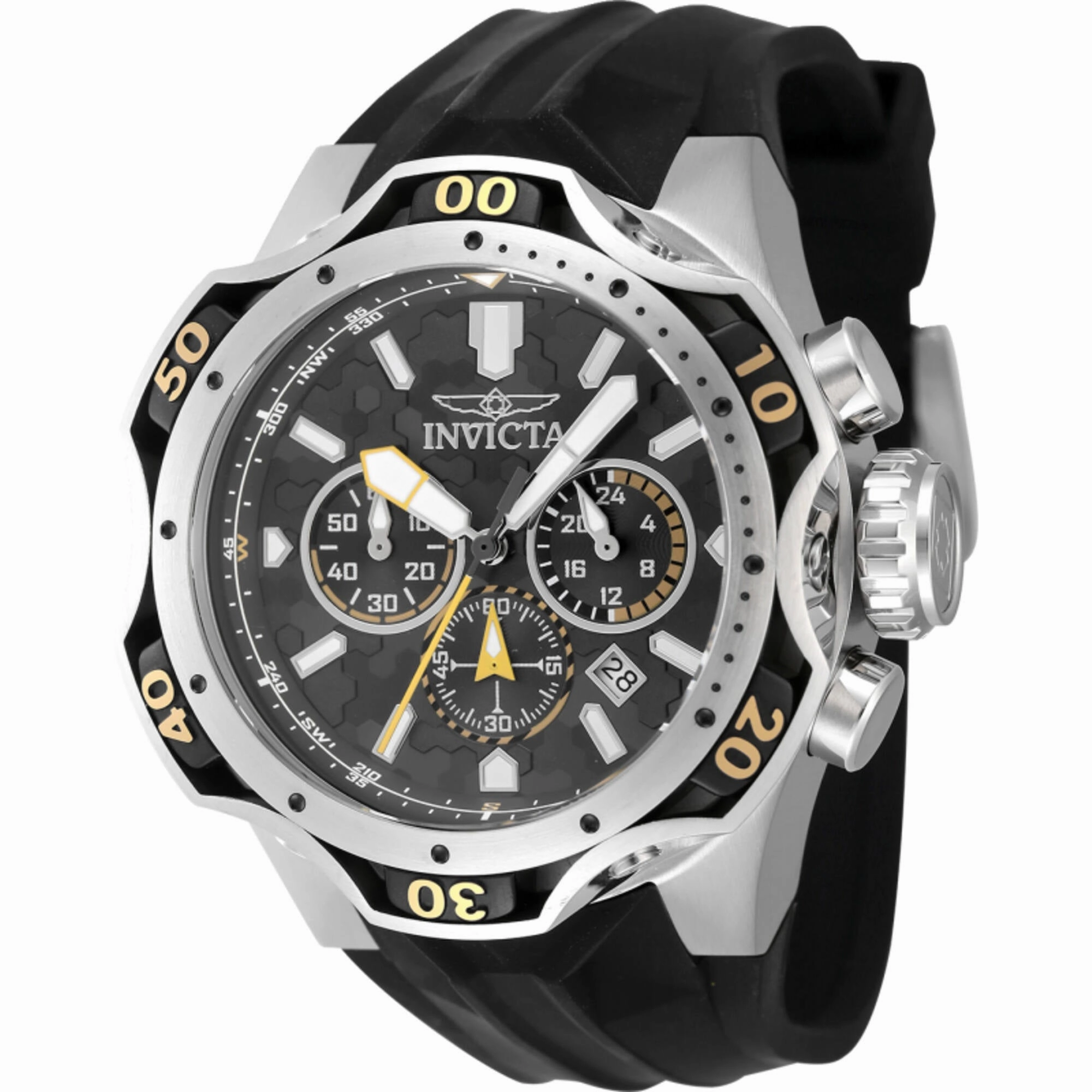 Invicta Men's Watch - Venom Chronograph Grey and Black Dial Silicone Strap | 47760 