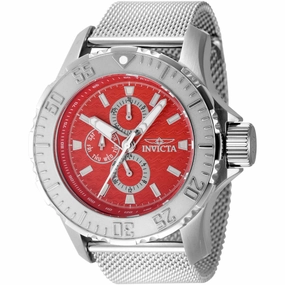 Invicta Men's Watch - Vintage Quartz Chronograph Red Dial Mesh Bracelet | 48013 