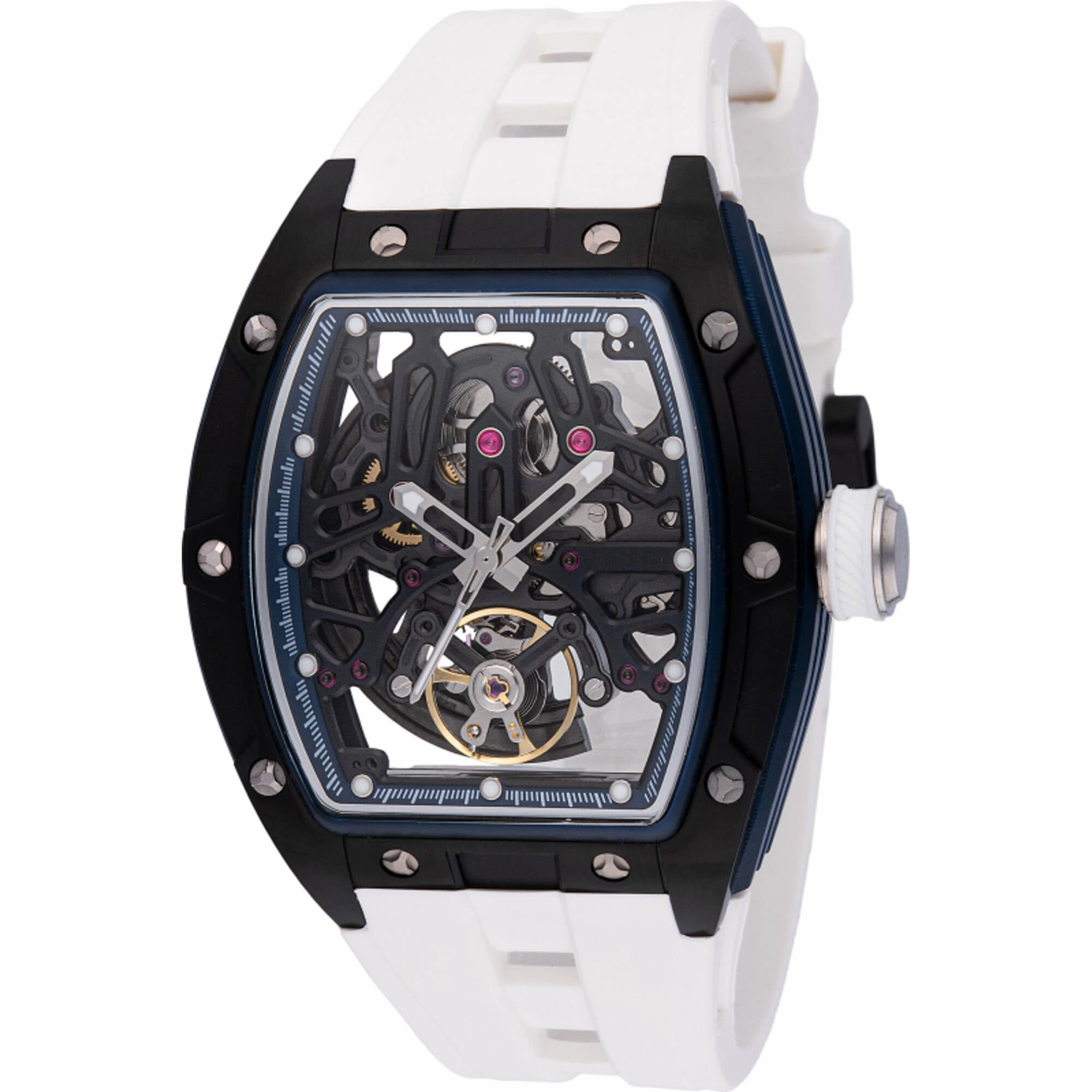 Invicta Men's Watch S1 Rally Black and Silver Skeleton Dial Silicone Strap 49030 men's watches best men's watches under $500 affordable men's watches men watches classic
