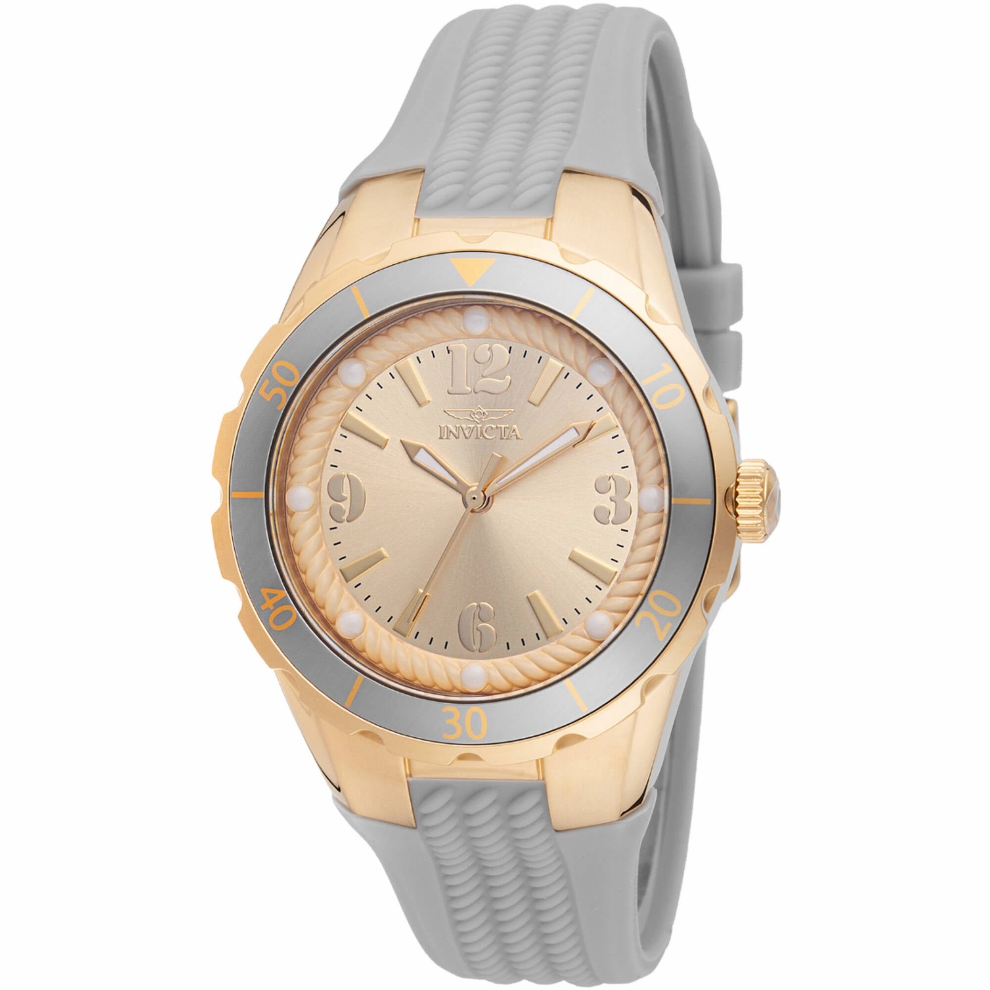 Invicta Women's Watch - Angel Quartz Gold Tone Dial Charcoal Silicone Strap | 48850 Luxury Quartz Watch Quartz Watch Sale