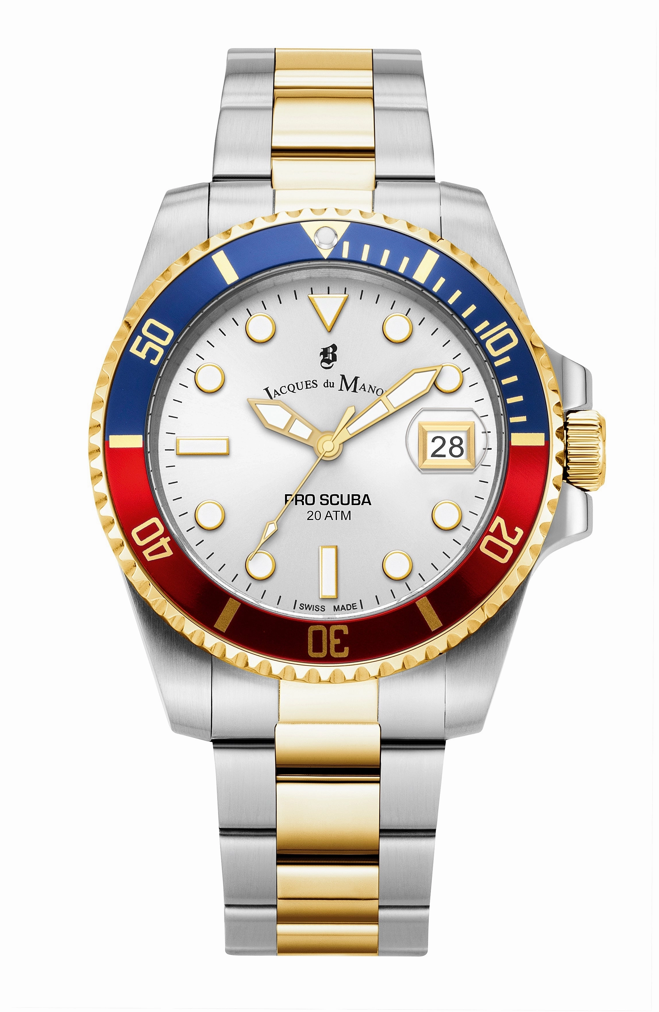JDM Swiss-Made Pro Scuba 43 Two Tone Red/Blue Bezel Watch JWG02805 