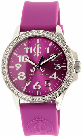 Juicy Couture Jetsetter Steel Analog Purple Dial Crystal Embedded Bezel Women's Watch 1900967 Women??s luxury watches Affordable women watches