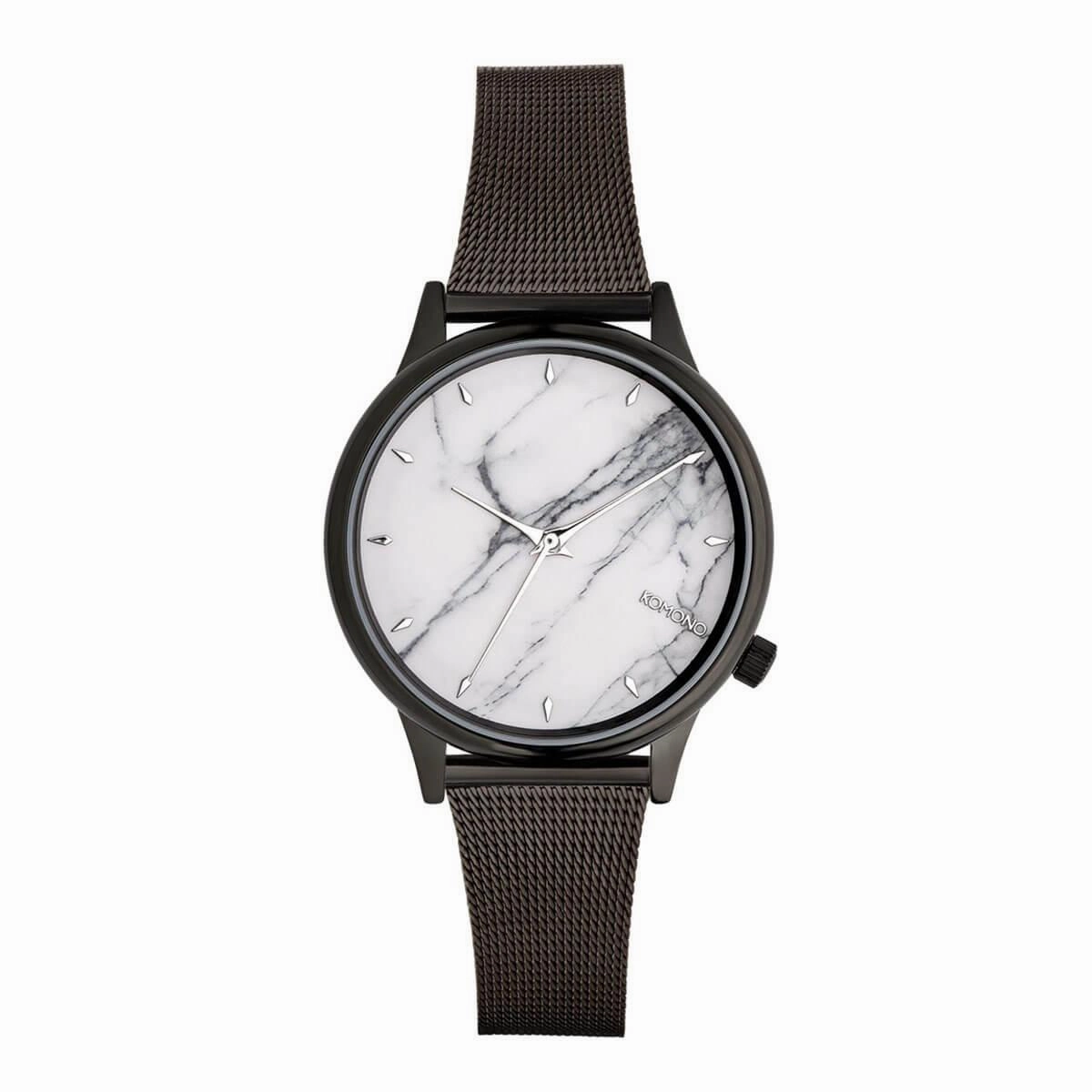 Komono Women's Black Mesh Bracelet Watch - Estelle Royale Marble Dial | KOM-W2867 Luxury Quartz Watch Quartz Watch Sale