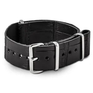 Leather nato strap - Black alligator Luxury watch bands Limited edition watch bands