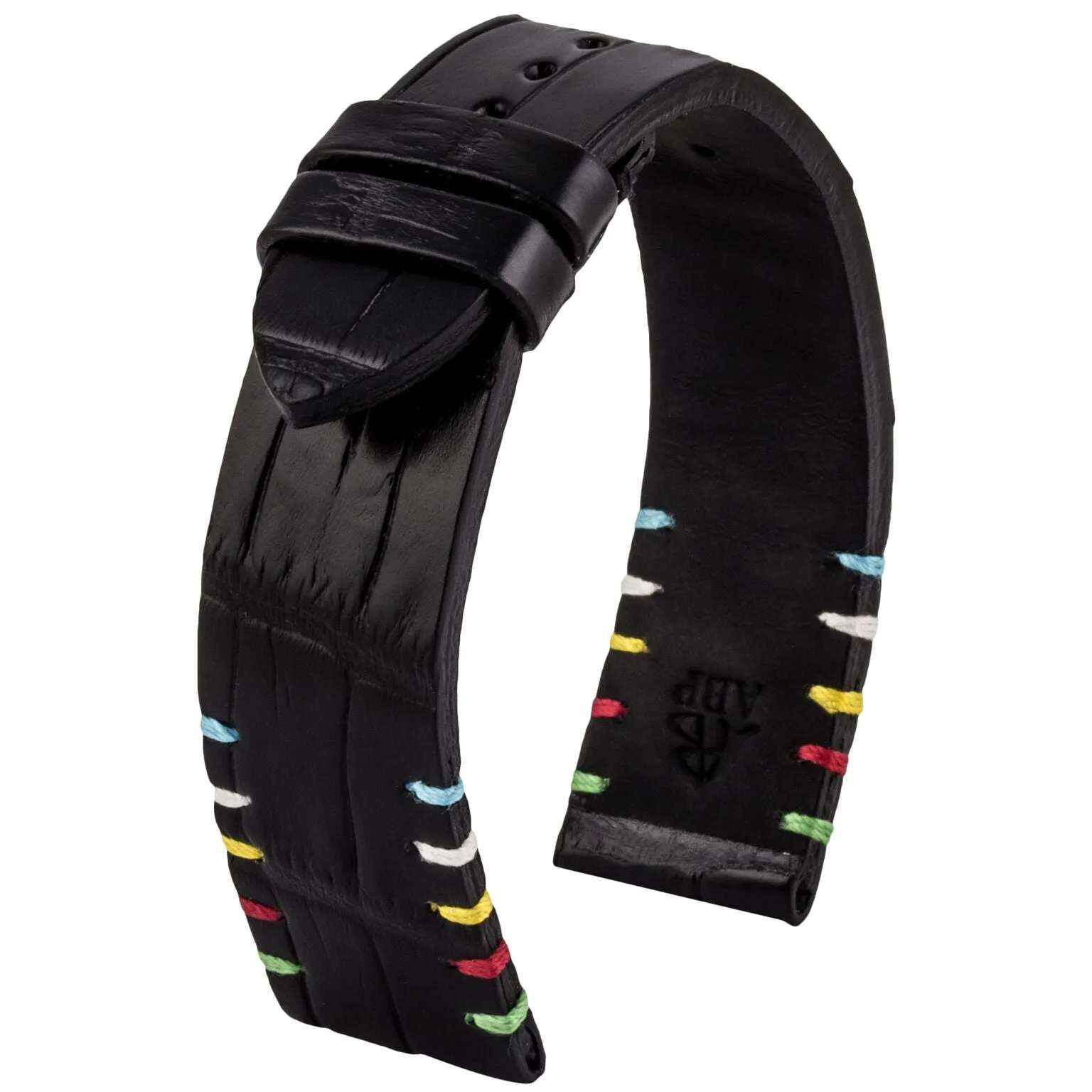 Leather watch band - Nascar Daytona Speedway - Black alligator Luxury watch bands Limited edition watch bands
