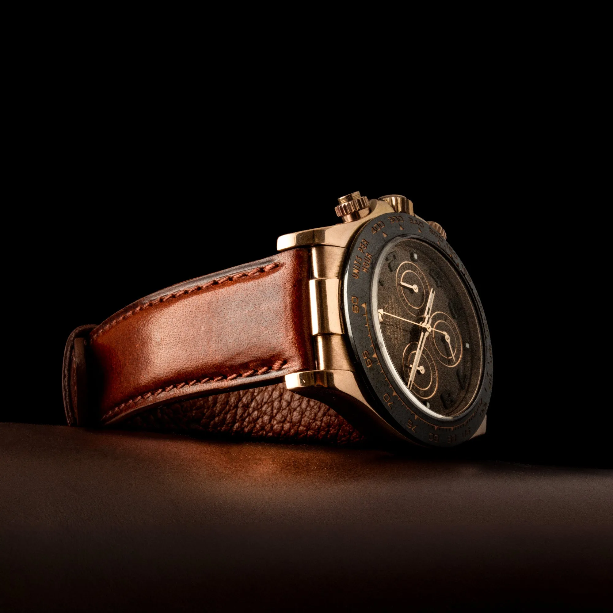 Leather watch band "Colorado" - Waxed tanning brown calf