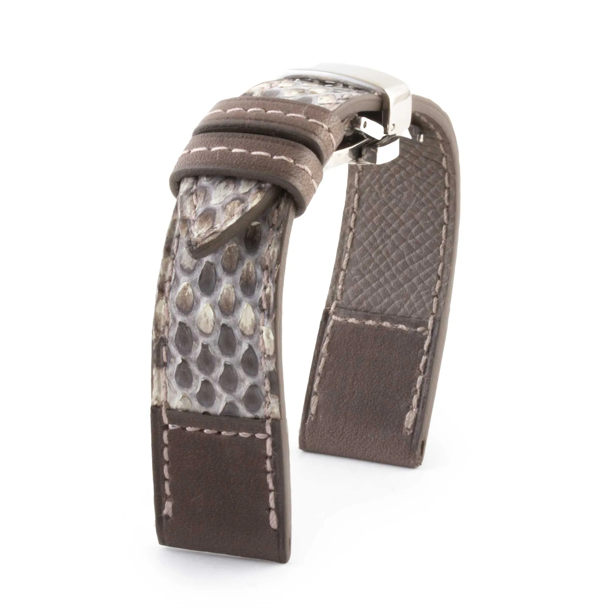 Leather watch band "Tandem" - Python / barenia calf (blue, kaki, brown...)