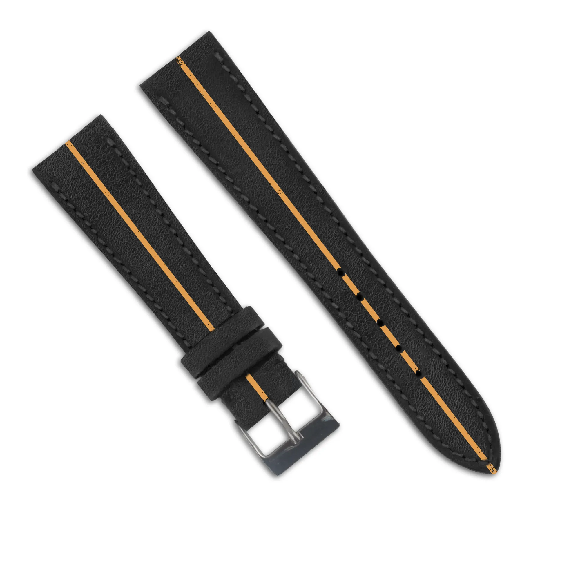 Leather Watch Strap "Chroma Stripe" 1 Line - Calf (rubber, aged, brushed) Luxury watch bands Limited edition watch bands