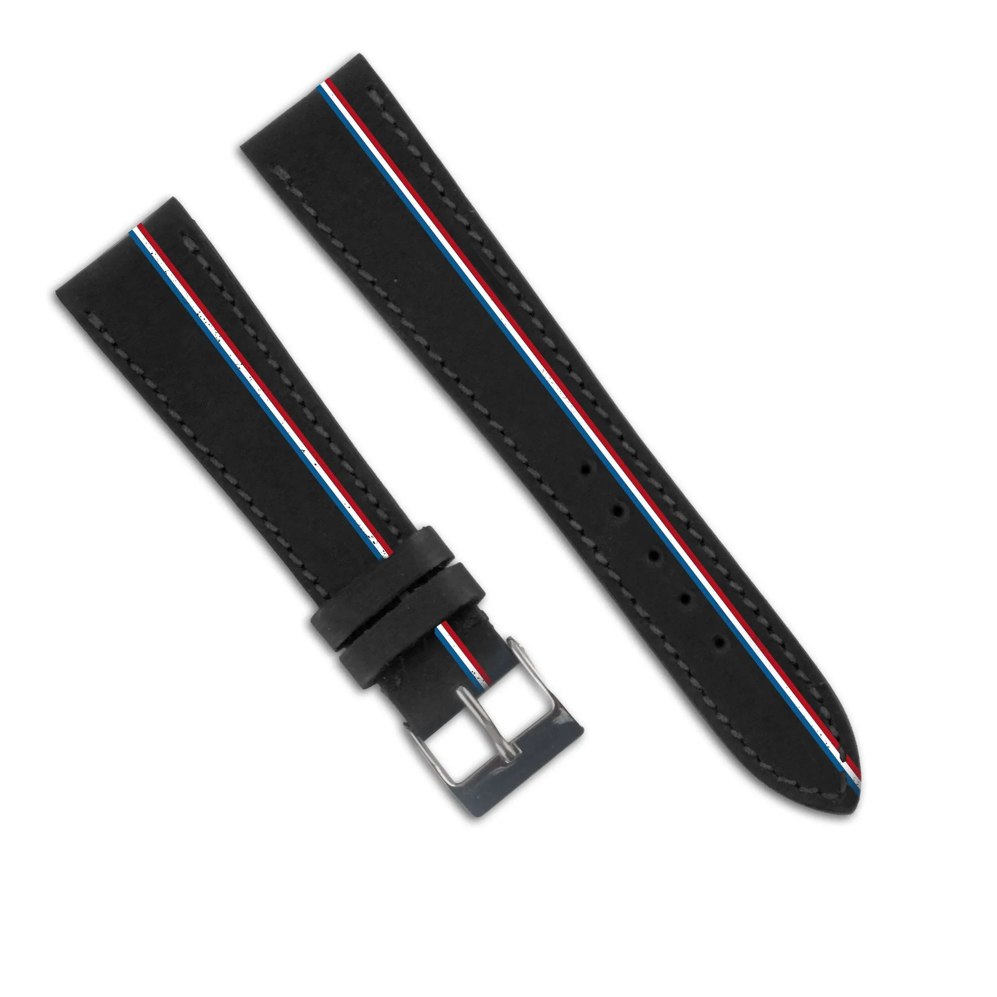 Leather Watch Strap "Chroma Stripes" 3 Lines - Calf (rubber, aged, brushed) Luxury watch bands Limited edition watch bands