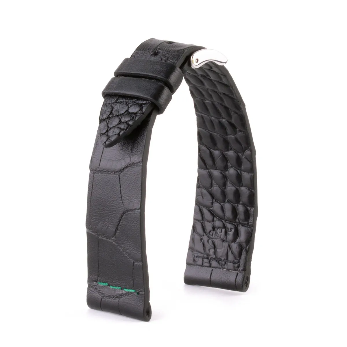 Leather watch strap - Sustainable alligator with contrasted stitching (black, blue, green, red...)