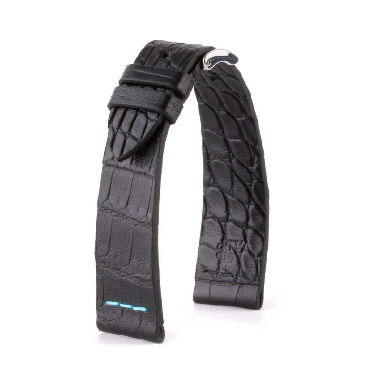 Leather watch strap - Sustainable alligator with contrasted stitching (black, blue, green, red...)