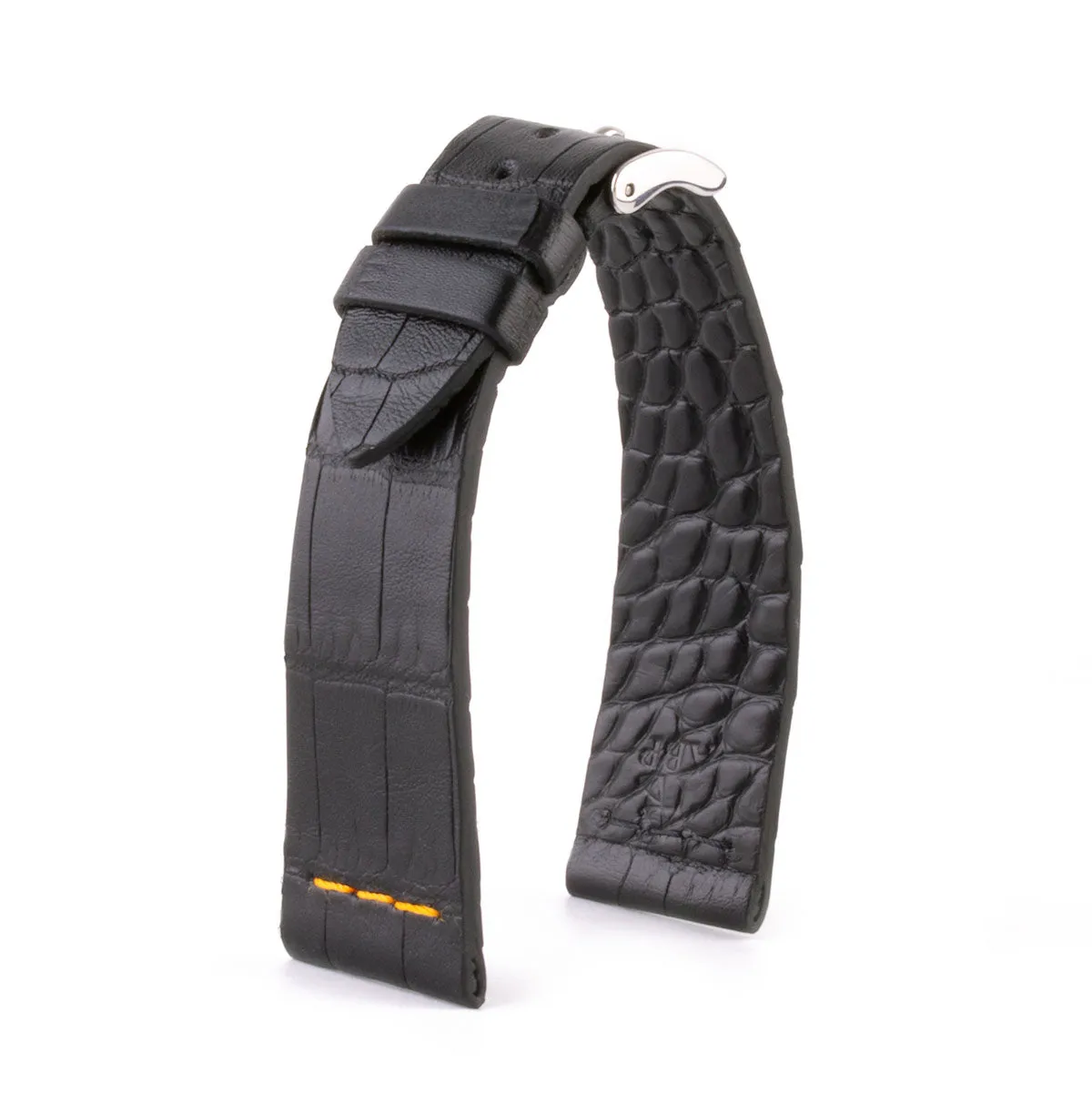 Leather watch strap - Sustainable alligator with contrasted stitching (black, blue, green, red...)